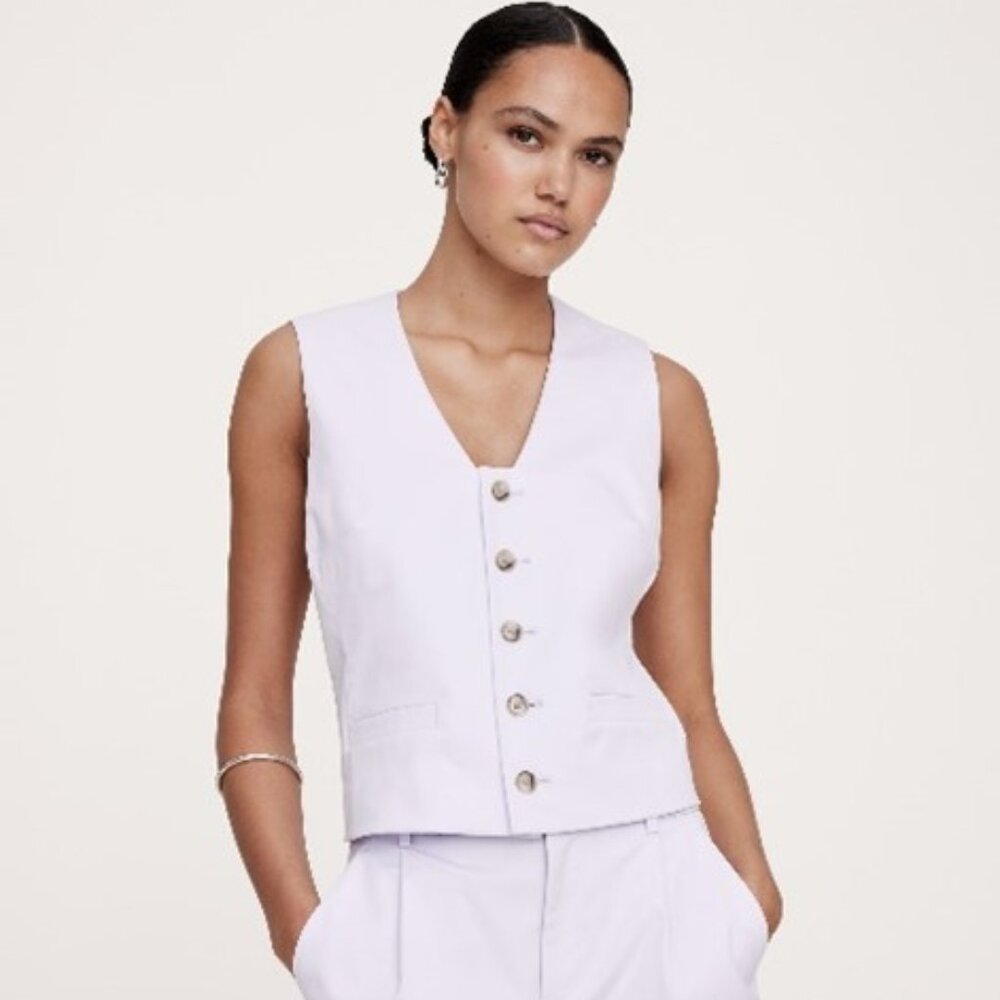Worn 1x - Banana Republic Cotton Twill Vest, Whisper Violet